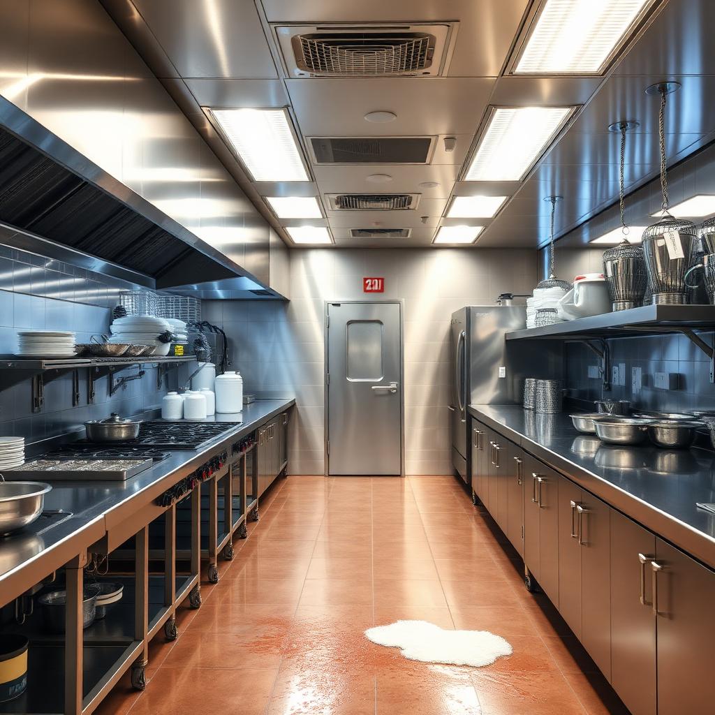 Cuisine pro entièrement désinfectée après intervention