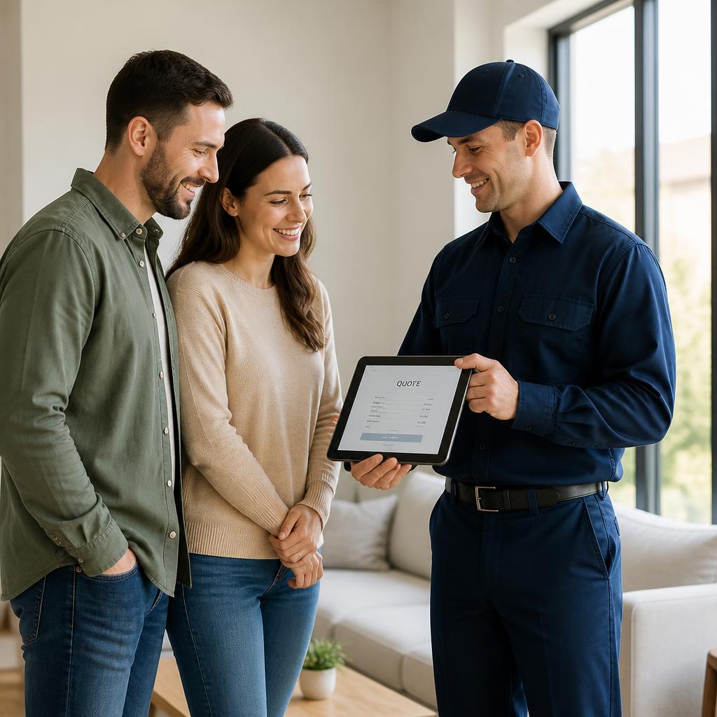 Professionnel Tout Débarras établissant un devis gratuit avec des clients en Isère, Drôme et Ardèche