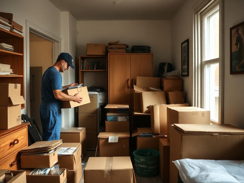 Tri des cartons et du mobilier lors d'un débarras d'appartement de succession en Drôme et Isère