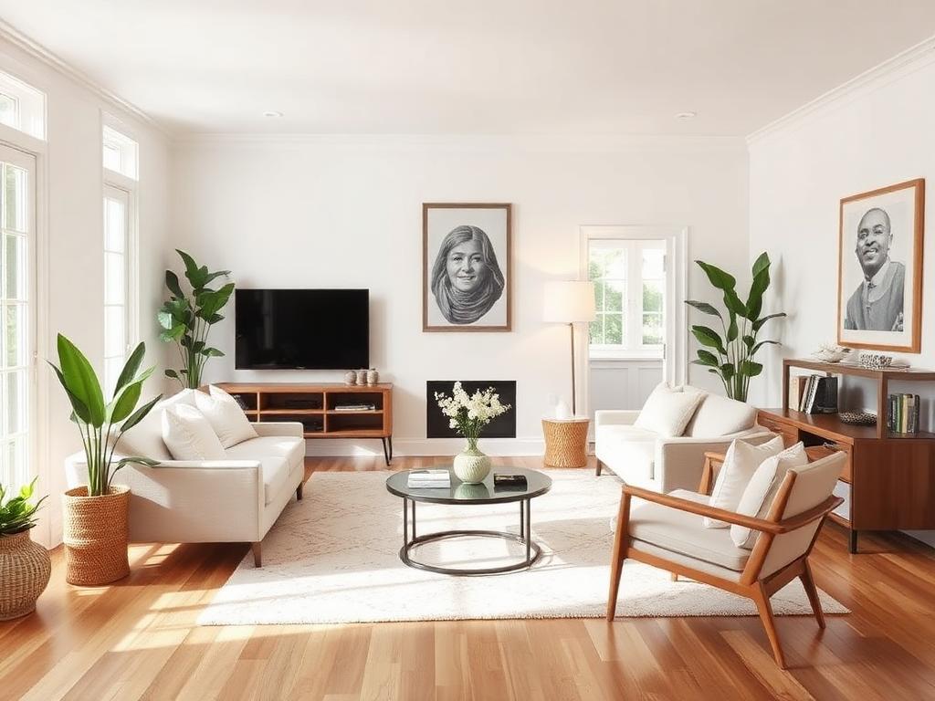 Salon rafraîchi et mis en valeur par home staging avant la vente d'un appartement à Montélimar