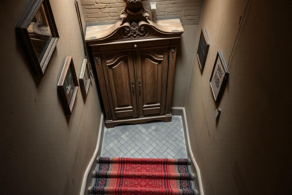 Descente d'une armoire ancienne dans un escalier étroit d'immeuble à Vienne en Isère