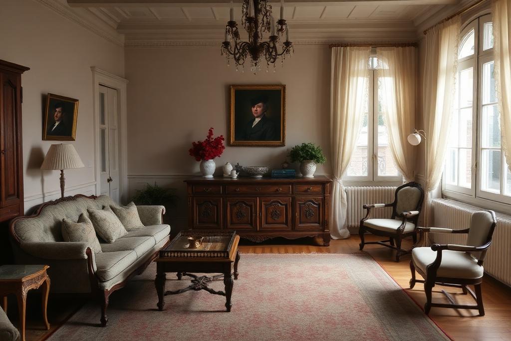 Salon d'une maison de famille au mobilier classique avant un débarras de succession en Drôme