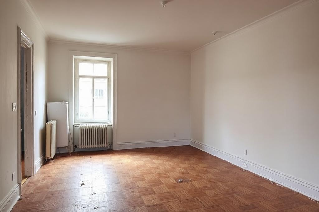 Pièce entièrement vidée et balayée après un vide-maison à Romans-sur-Isère