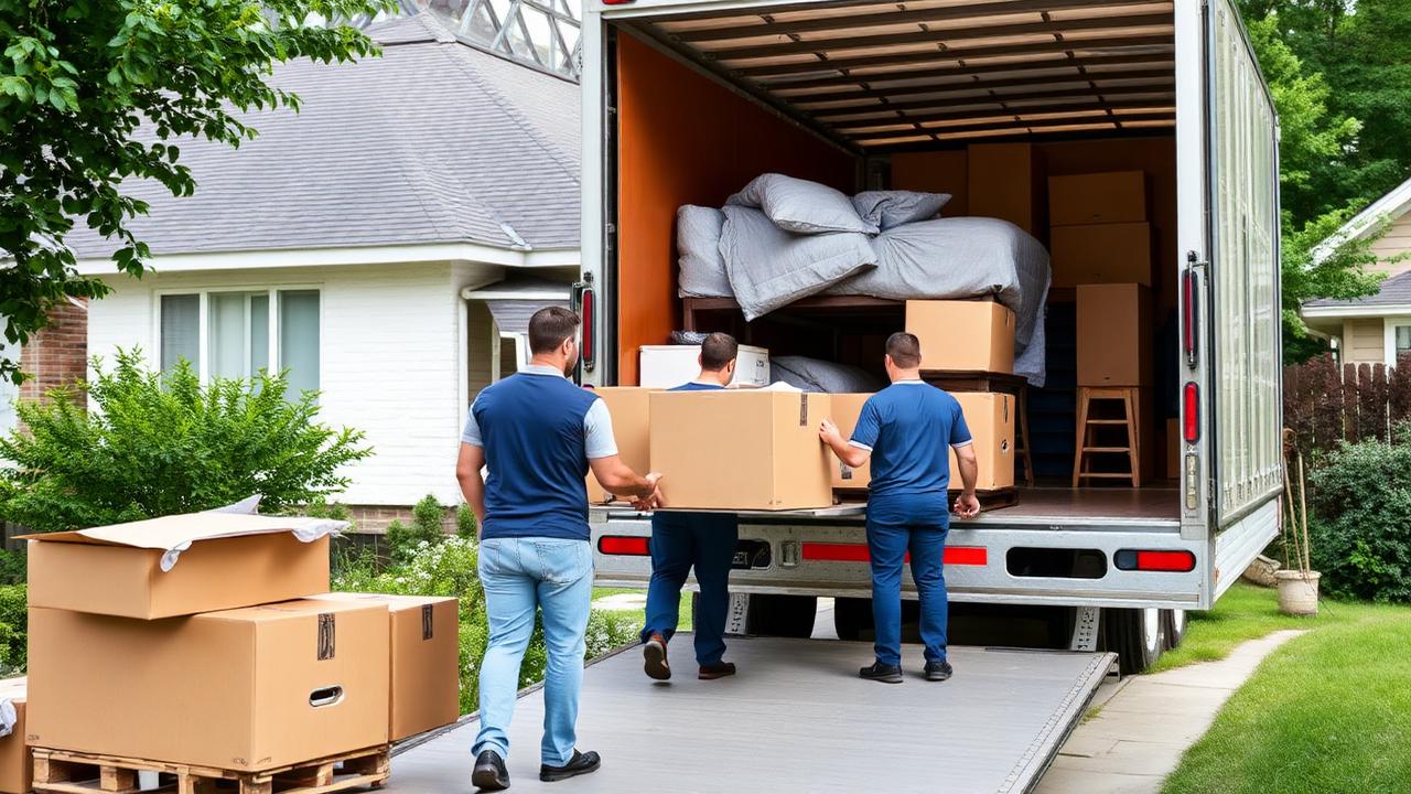 Équipe vidant intégralement une maison, chargement du mobilier dans un camion en Rhône-Alpes